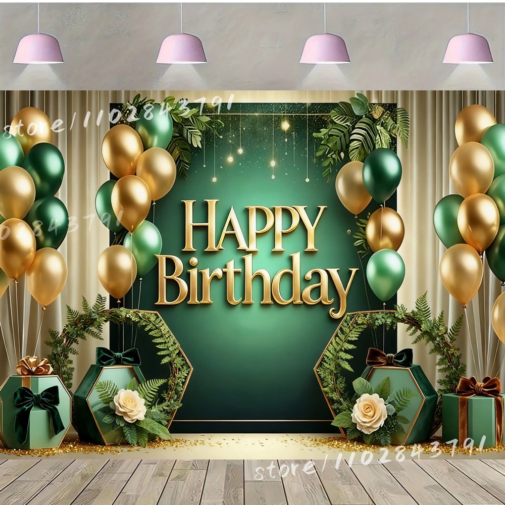 Photography Dark Cloth - Arrière-plan de joyeux anniversaire vert émeraude