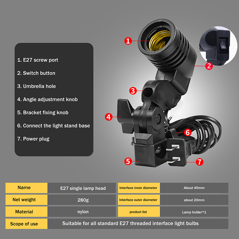 E27 AC douille lampe simple tê - Photography Bulb avis et prix